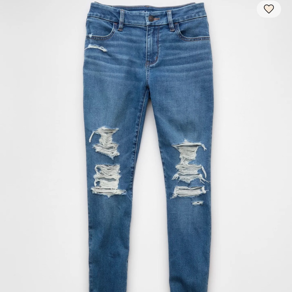 American Eagle Outfitters Classic Blue Ripped Skinny Jeans
